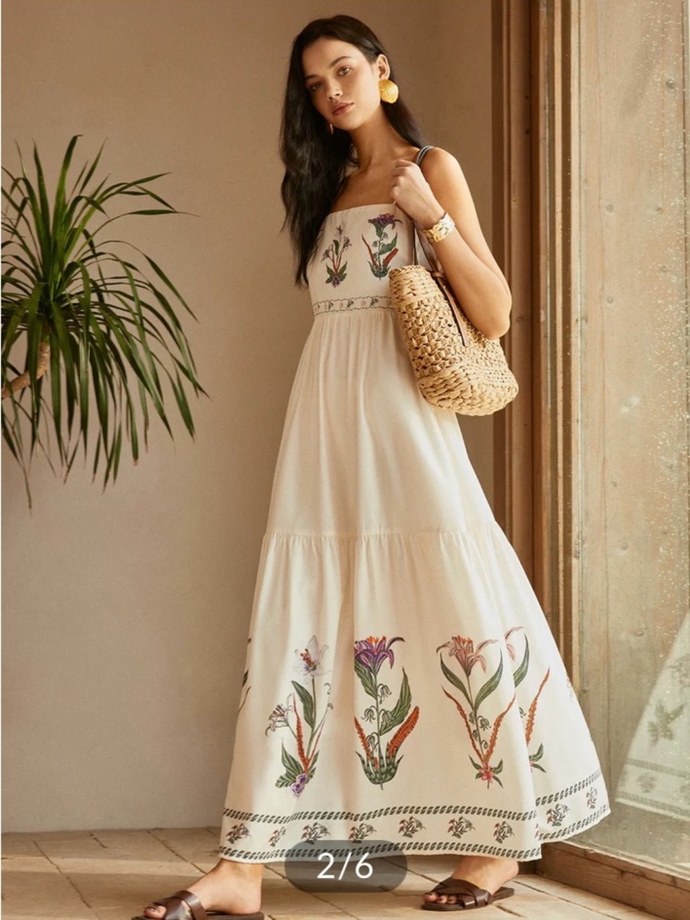 Commense Cream Maxi Dress with Floral Embroidery - Picture 3 of 12